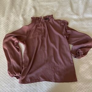 Mauve ruffle neck dress blouse, size small, shein